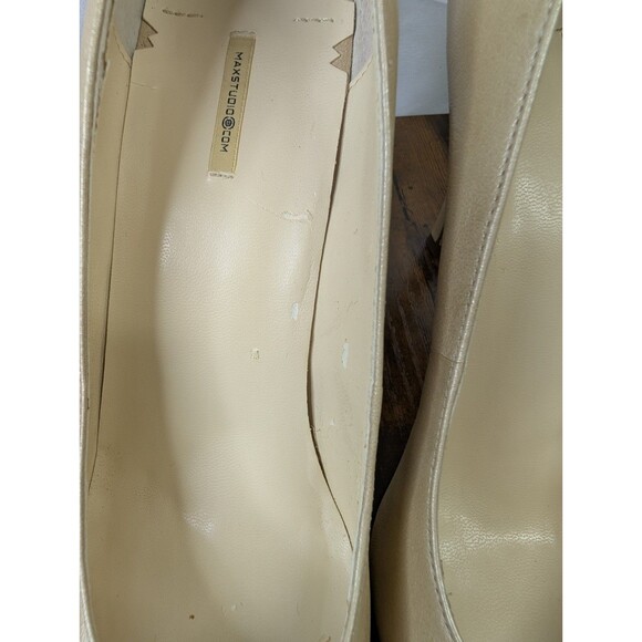 Metallic Muted Gold 3 1/2" Heel Pumps Leather Shoes Size 8 Max Studio - Picture 3 of 5